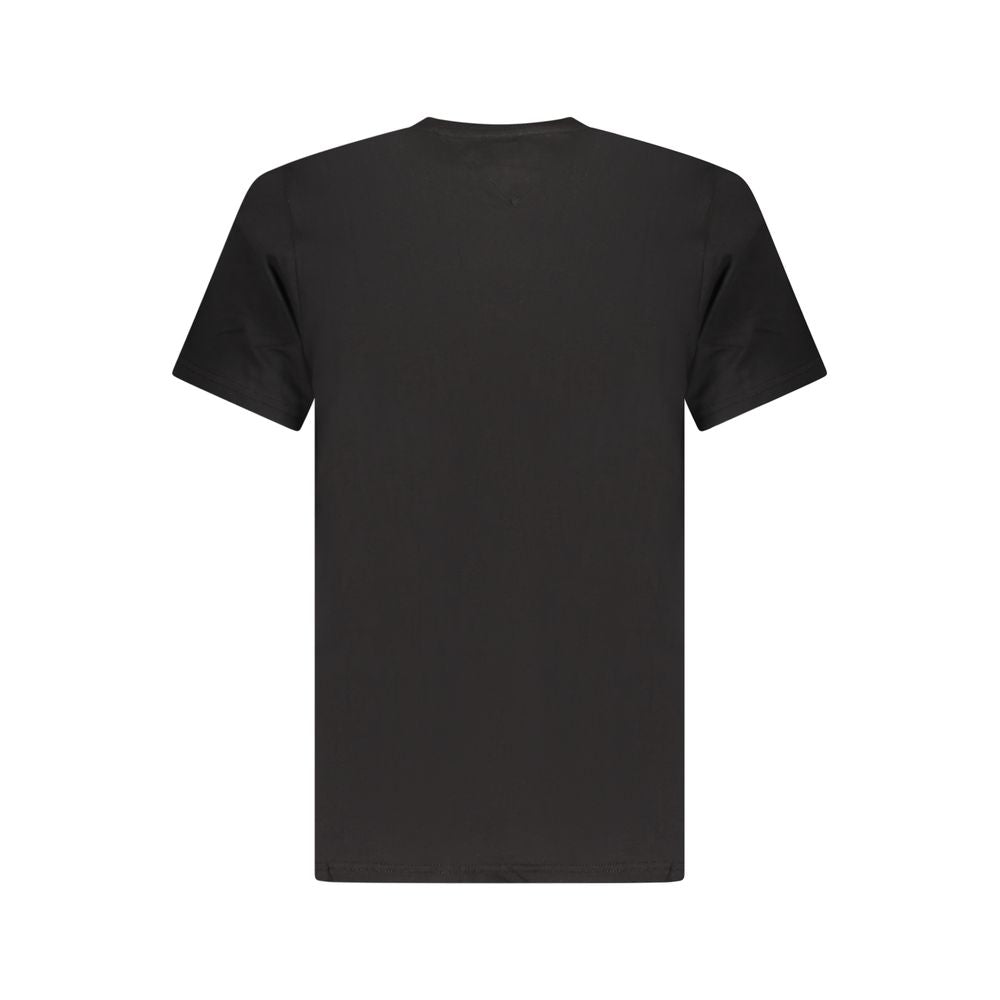 Tommy Hilfiger Black Cotton Men T-Shirt with crew neck and sustainable fabric back view.