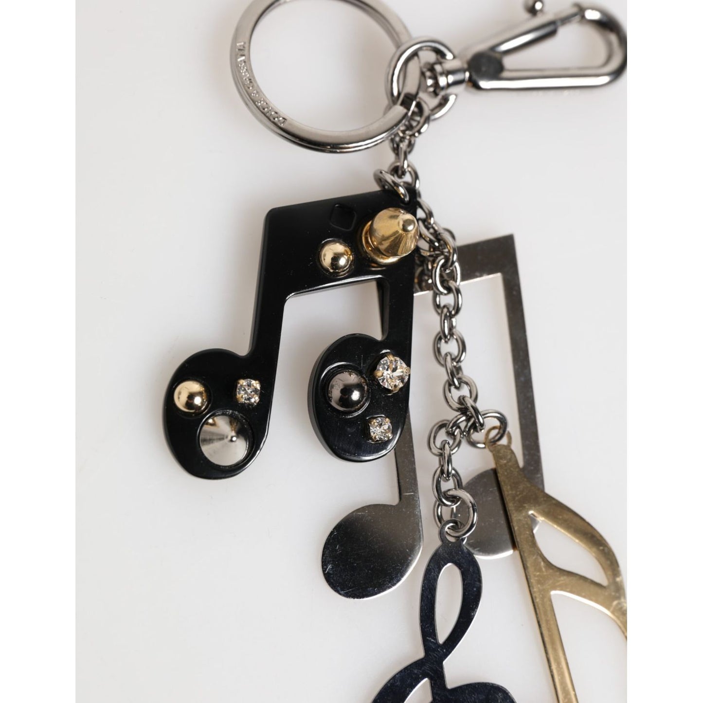 Dolce & Gabbana Silver Musical Note Key Holder Keychain Bag Charm Keyring