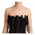 Dolce & Gabbana Black Cady Sleeveless Lace Up Bodycon Dress DR28050-36