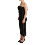 Dolce & Gabbana Black Cady Sleeveless Lace Up Bodycon Dress DR28050-36