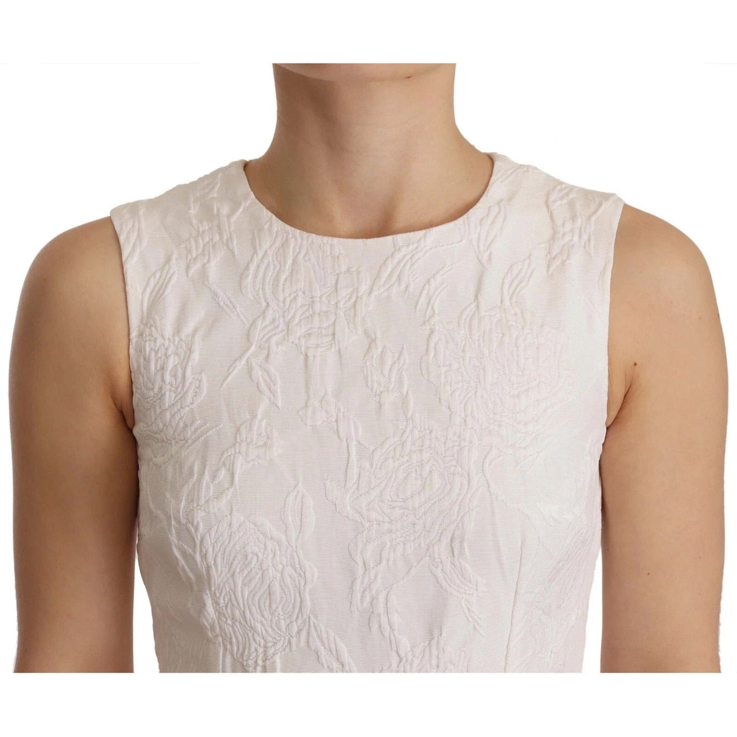 Dolce & Gabbana White Floral Sleeveless Sheath Mini Dress DR28351-36