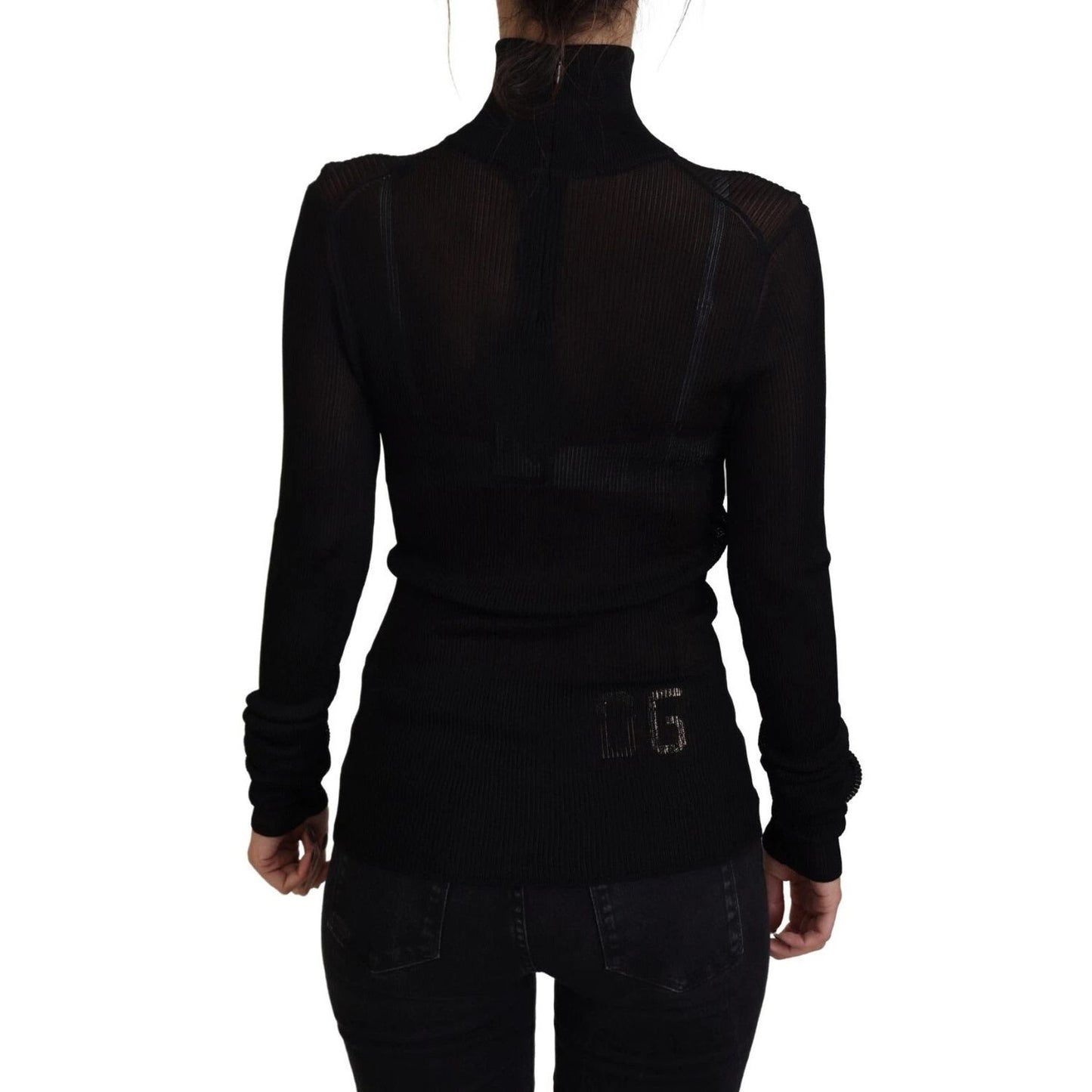 Dolce & Gabbana Black Turtleneck Slim Fit Pullover Sweater TSH83251-46