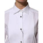 Dolce & Gabbana White Cotton Tuxedo Bib Long Sleeve Dress Shirt