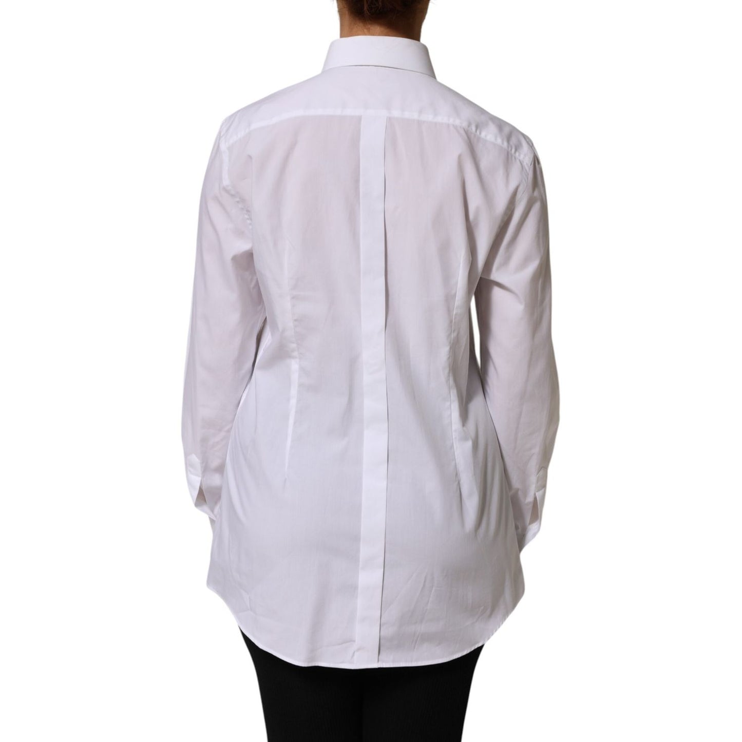 Dolce & Gabbana White Cotton Tuxedo Bib Long Sleeve Dress Shirt