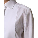 Dolce & Gabbana White Cotton Tuxedo Bib Long Sleeve Dress Shirt