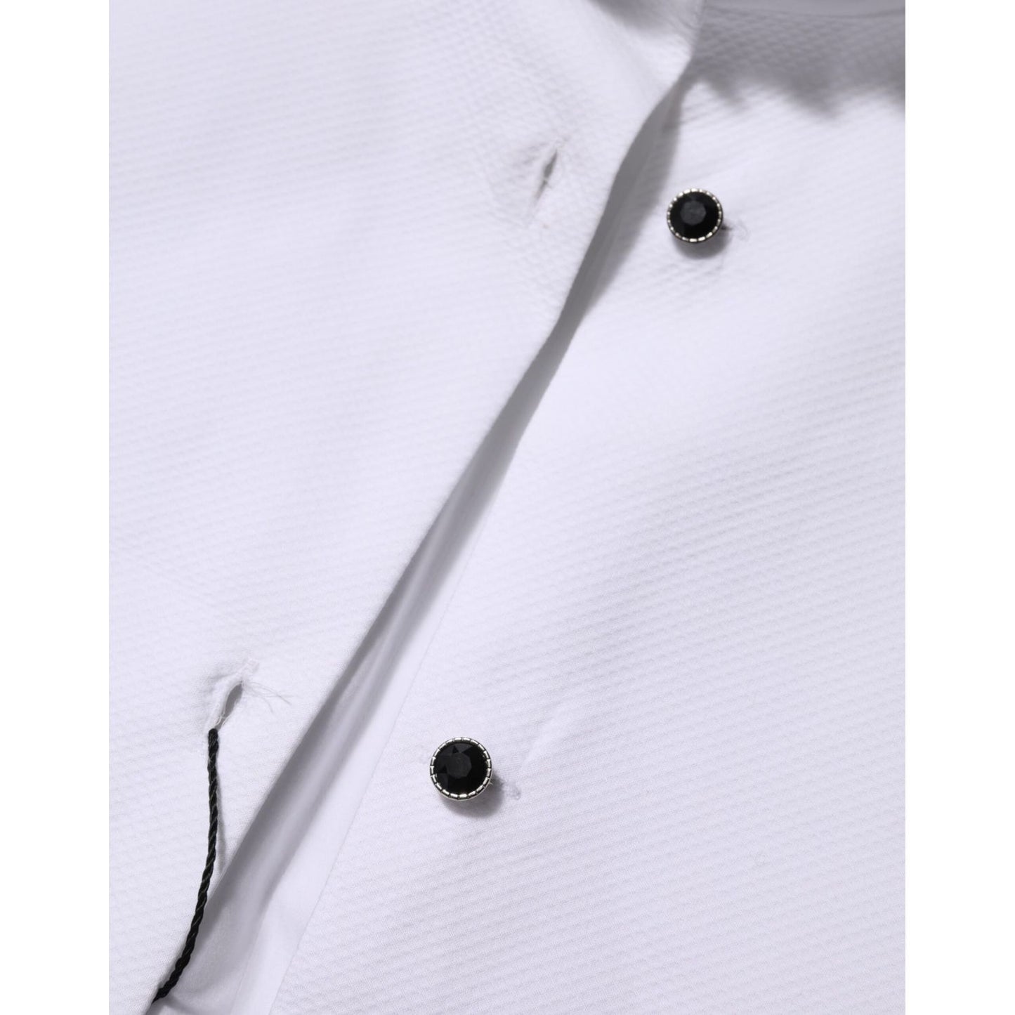 Dolce & Gabbana White Cotton Tuxedo Bib Long Sleeve Dress Shirt