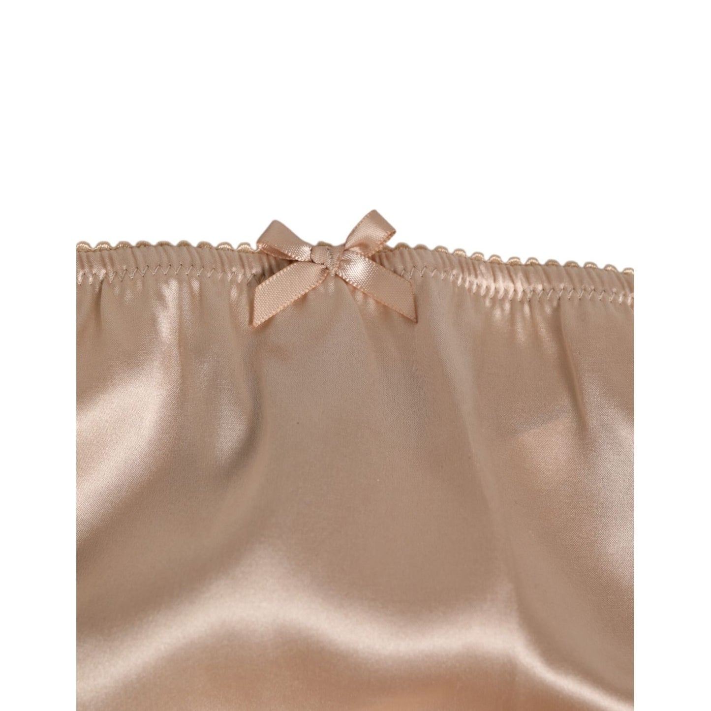 Dolce & Gabbana Rosy Beige Silk Satin Lace Trim Panty Underwear