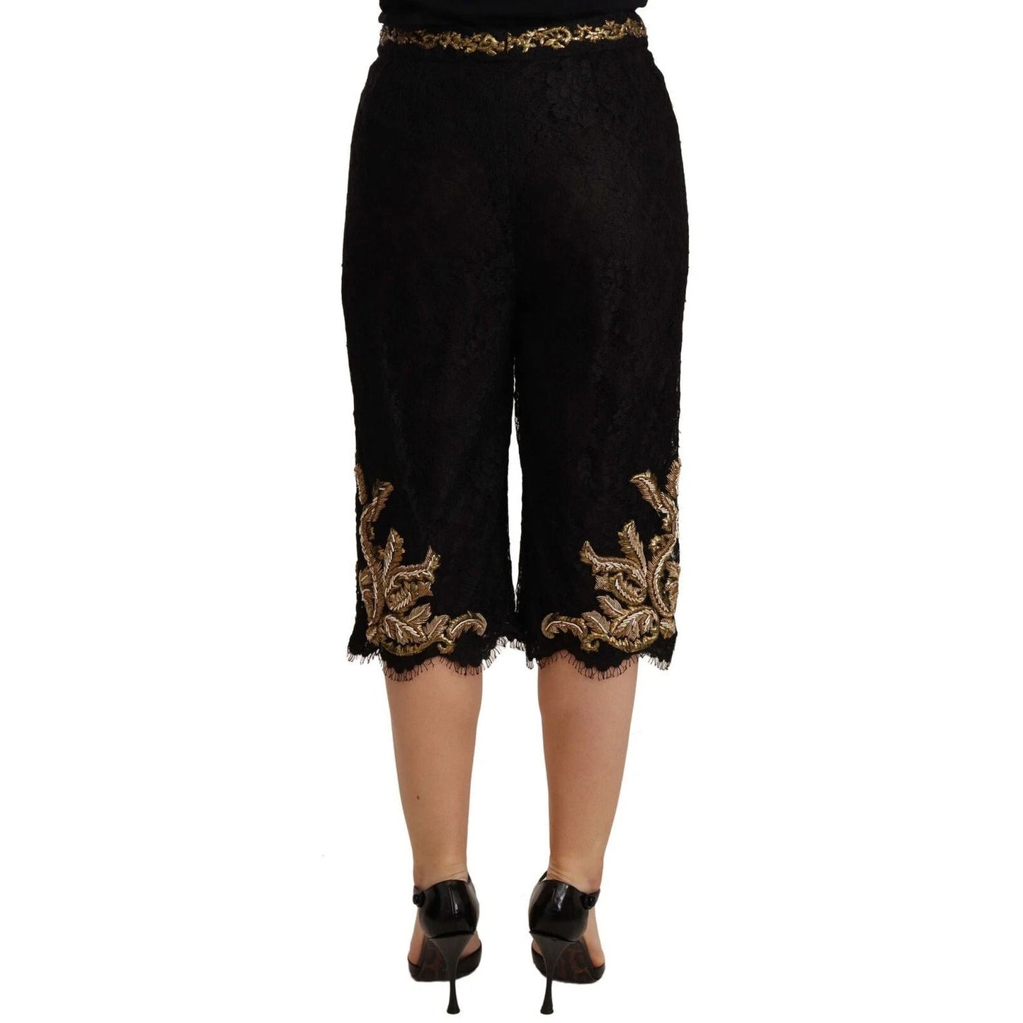Dolce & Gabbana Black Lace Gold Baroque SPECIAL PIECE Shorts PAN72100-40