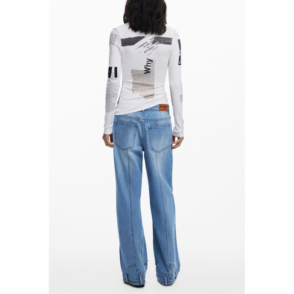 Desigual White Elastane Women Top DE-39742-XS