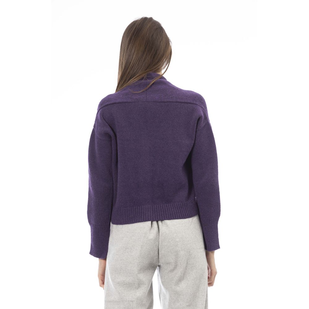 Alpha Studio Purple Merino Wool Cardigan
