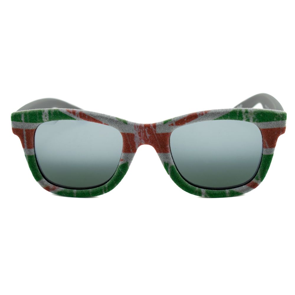 Italia Independent Bicolor Acetate Sunglasses with gray green lenses, 52/12/135 mm, featuring unique bicolor acetate design.