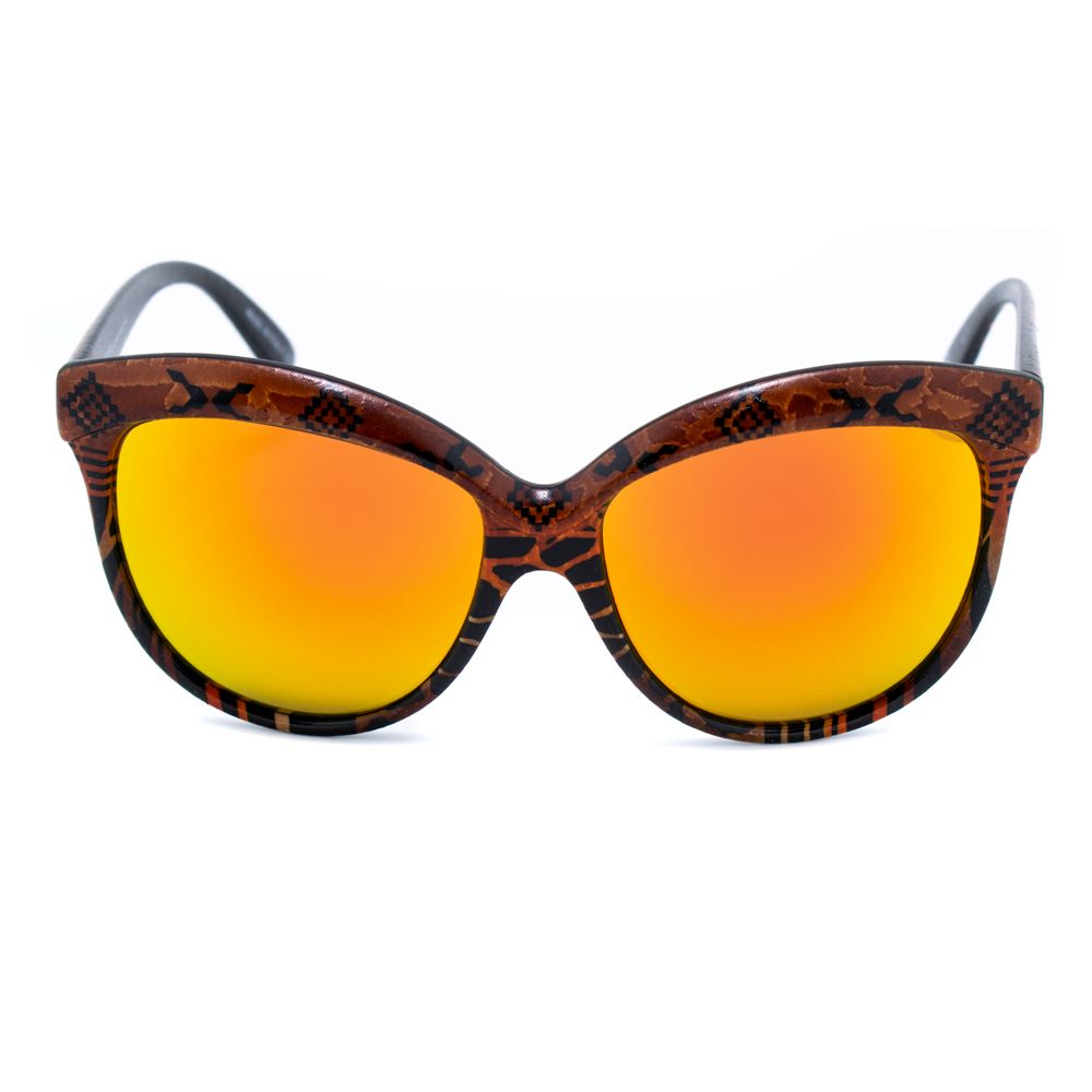 Italia Independent Bicolor Acetate Sunglasses in orange and black with mineral lenses, women’s fashion eyewear, 58/20/140 mm dimensions.