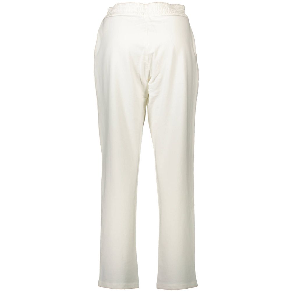 U.S. POLO ASSN. White Cotton Pant featuring elastic waistband, drawstring, and logo on sports trousers with two pockets.