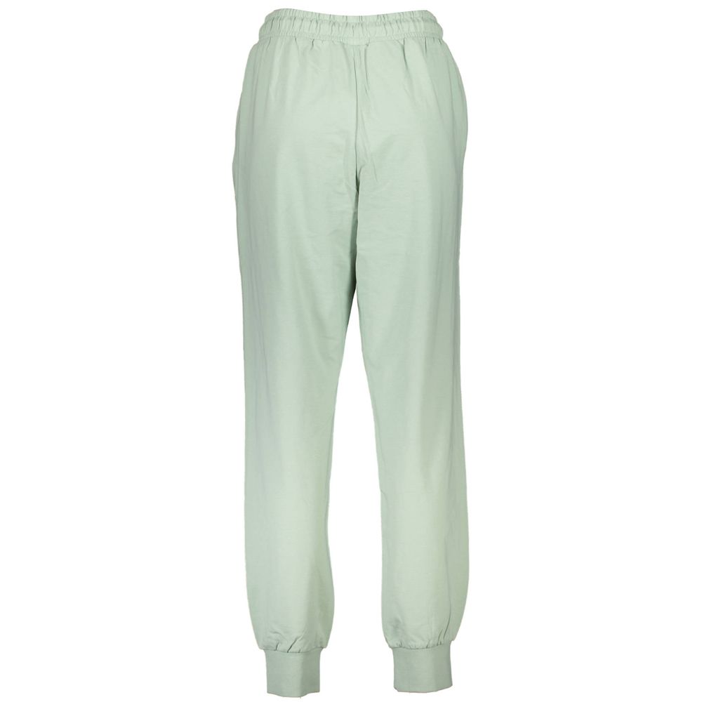 Fila Green Cotton Pant with elastic waistband, laces, 2 pockets, ankle cuffs, and logo print, ideal sports trousers.