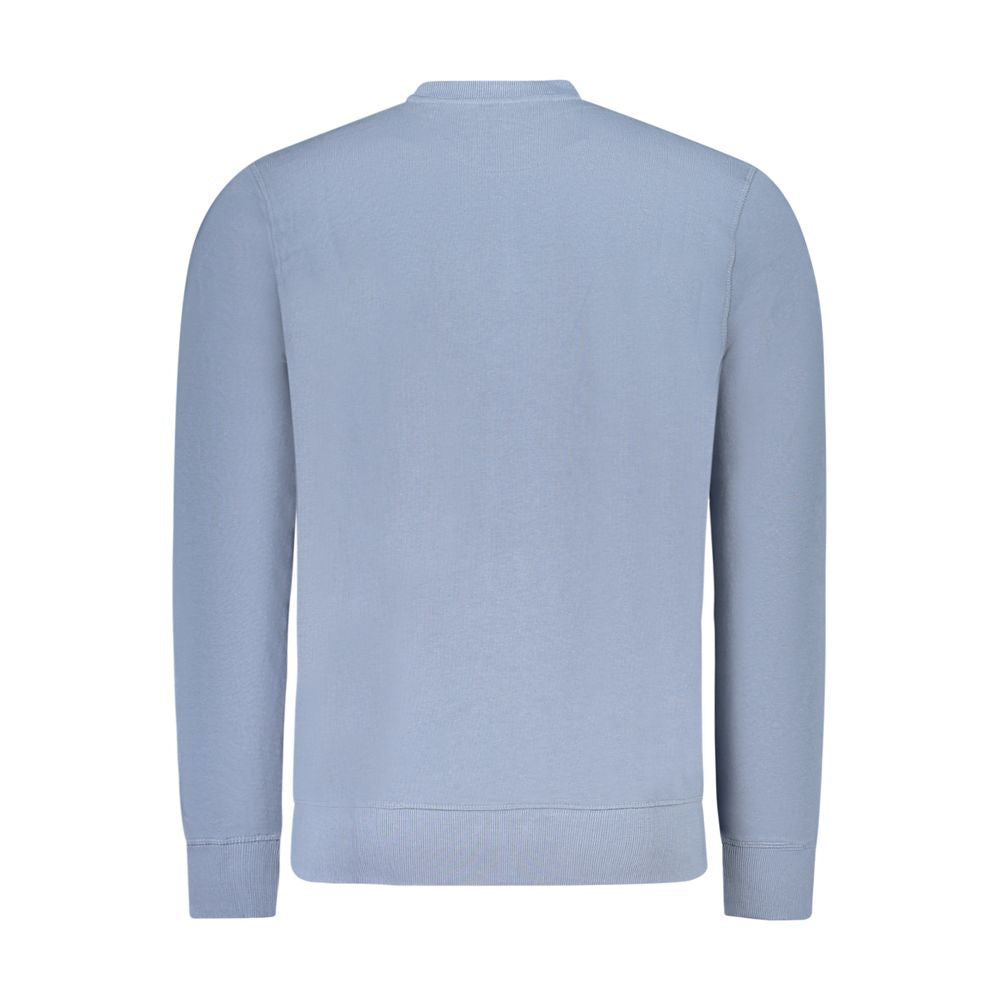 Back view of a North Sails Blue Cotton Sweatshirt, featuring a brushed fabric, long sleeves, and a crew neck with a logo applique.