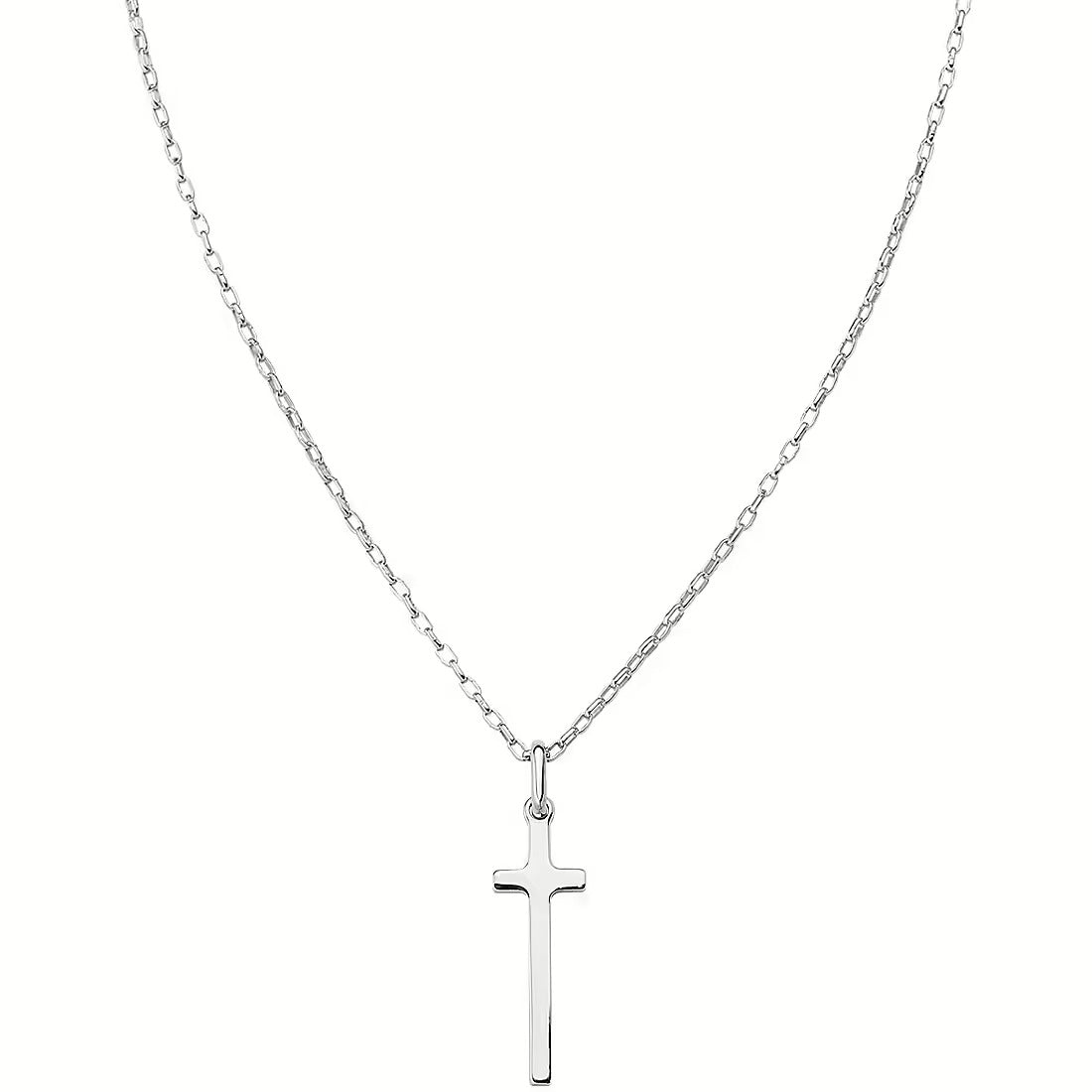 Silver cross necklace from AMEN JEWELRY Mod. CLCRLIB collection with delicate chain design.