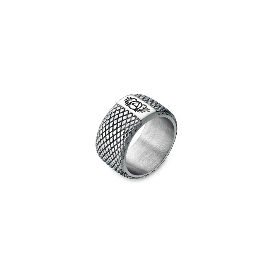 Silver ring with textured pattern, AN JEWELS JEWELRY Mod. AA.R01S-10, features unique design ideal for contemporary fashion.