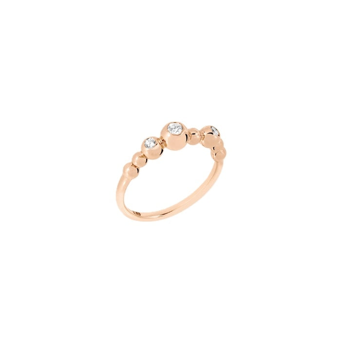 Gold ring with spherical design, ANELLI DODO MOD. DAC1002BOLLIDB09R53, featuring small diamonds, on a white background.