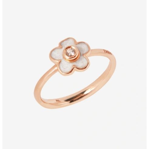 ANELLI DODO MOD. DAC3004FLOWSEBB9R53 rose gold ring with floral design and diamond centerpiece.