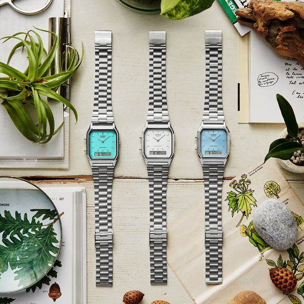 CASIO VINTAGE Mod. EDGY COLLECTION SUNRAY DIAL - LIGHT BLUE AQ-230A-2A1MQYES