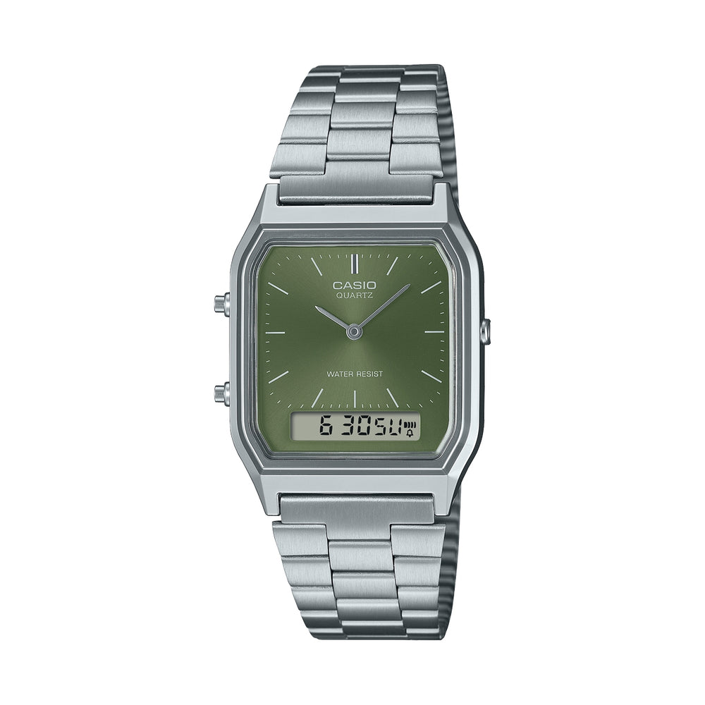 CASIO VINTAGE Mod. EDGY COLLECTION SUNRAY DIAL - GREEN MOSS AQ-230A-3AMQYES