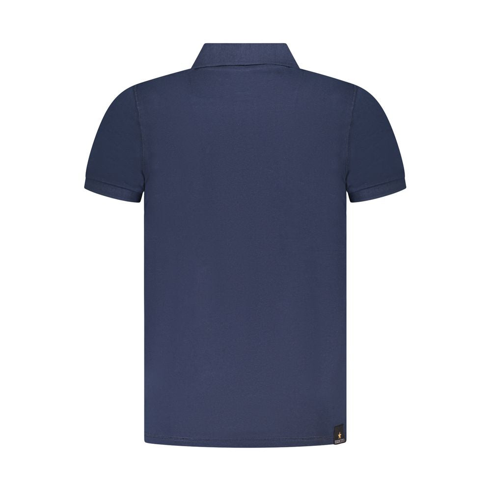 Back view of the Accademia Militare Blue Cotton Polo Shirt with short sleeves and 3 buttons.