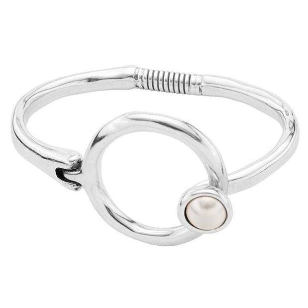 Silver bracelet with pearl detail, BRACCIALI UNO DE 50 MOD. UD_PUL1865BPLMTL0M, elegant circular design.