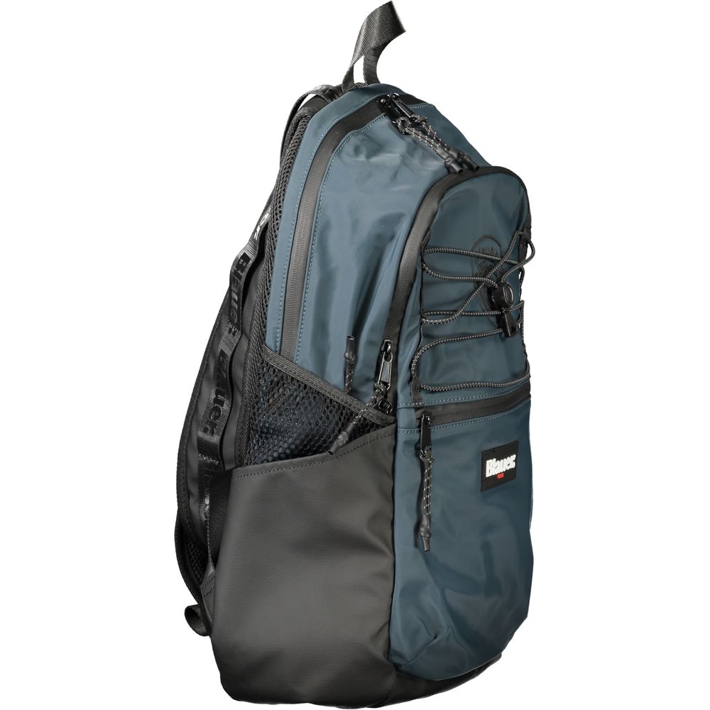 Blauer Green Polyester Backpack with adjustable straps, multiple pockets, and laptop space, featuring zip closure and contrasting details.