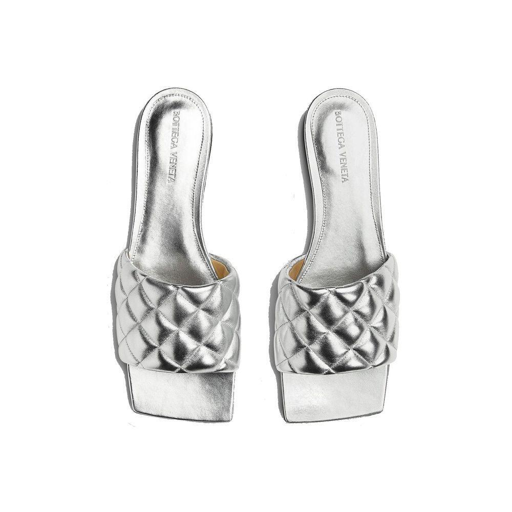 Bottega Veneta Silver Calfskin Slippers