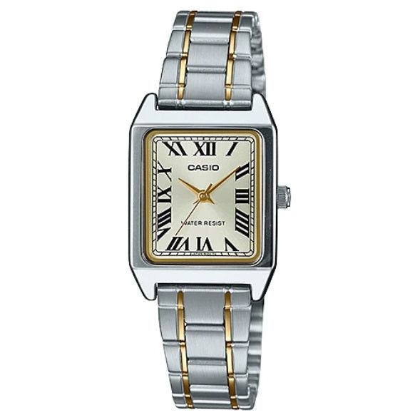 CASIO COLLECTION Mod. LADY TANK. SILVER&GOLD - CHAMPAGNE. METAL ALLOY WATCHES