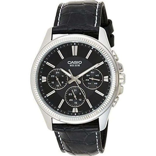 CASIO Mod. DAY DATE MULTIFUNCTION. LEATHER - BLACK WATCHES