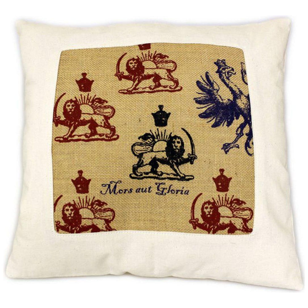 CUSCINI LETTERARI - Copricuscino in Juta lavata / Cotton pillow case e Juta lavata MORS AUT GLORIA - Size 40x40cm LATINORUM-JC-12