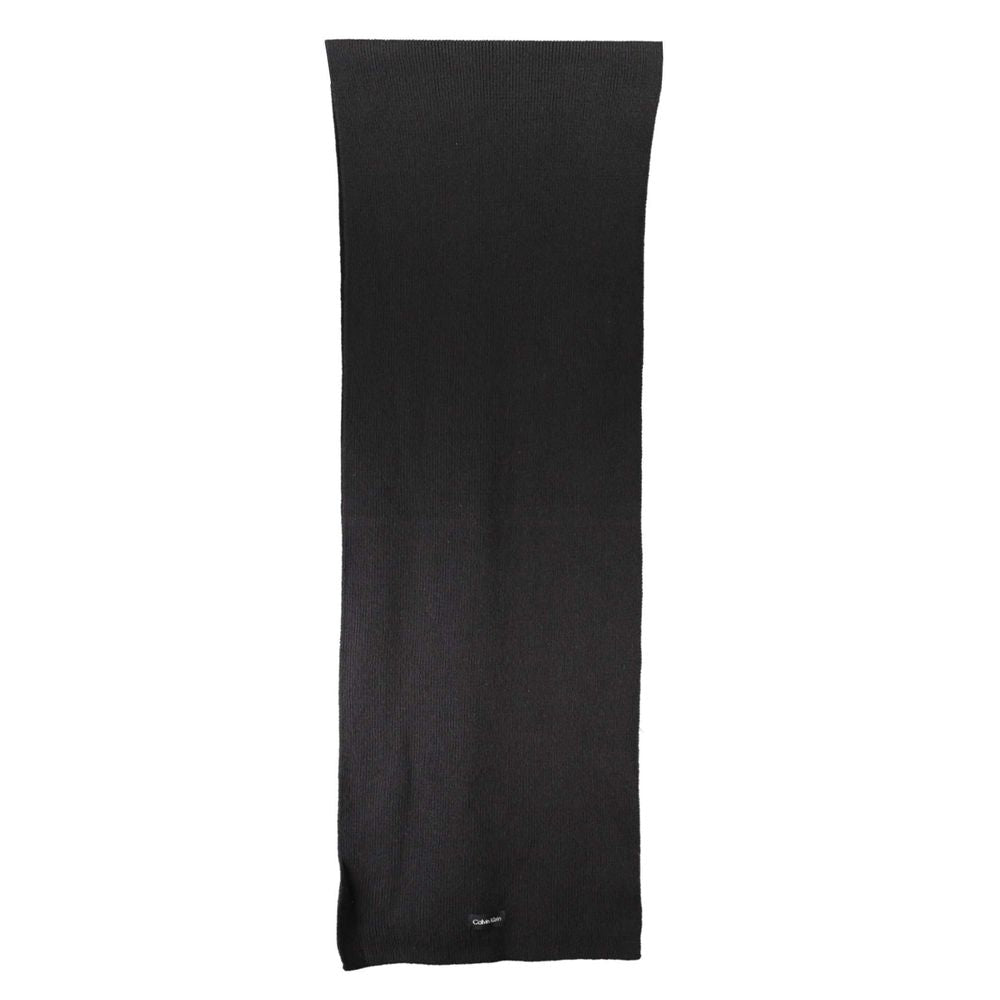Calvin Klein Black Cotton Scarf with embroidered logo, 30x192 cm, featuring sleek design and premium quality fabric.