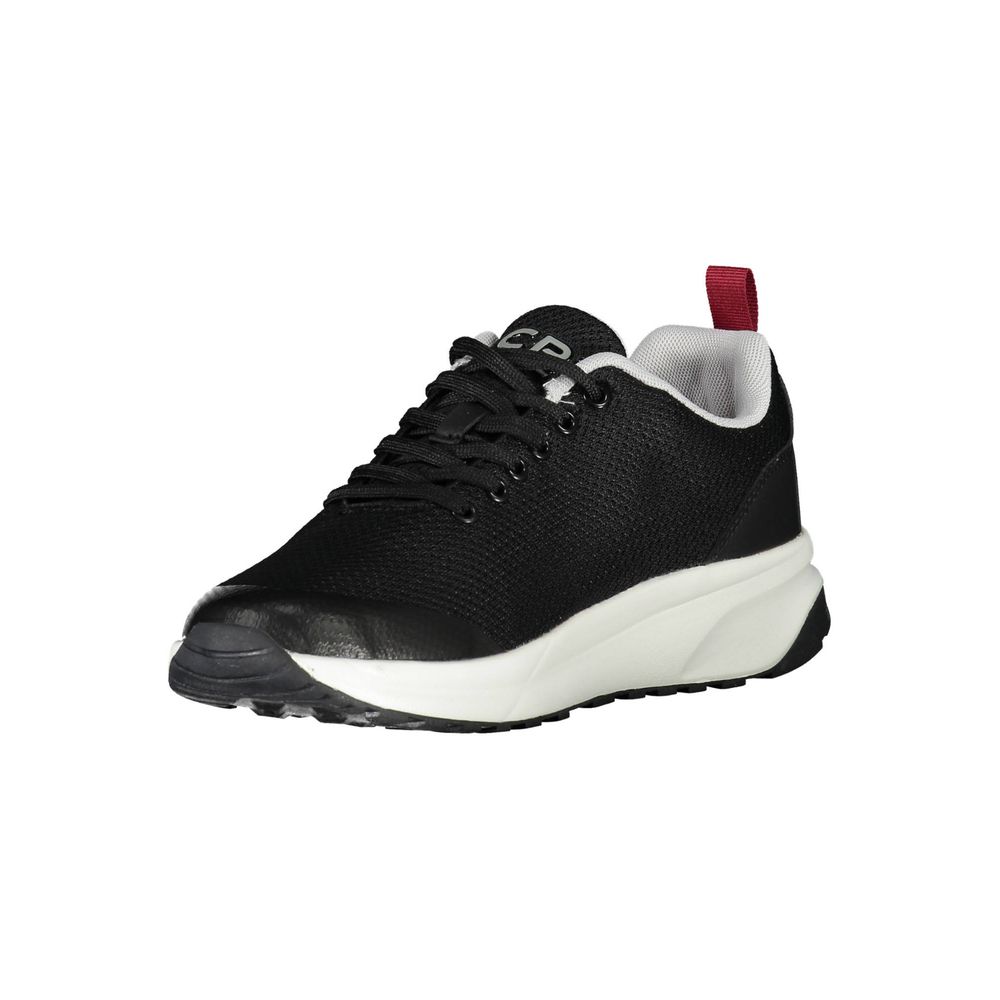 Carrera Black Polyester Sneaker with laces and contrasting details, featuring logo design.