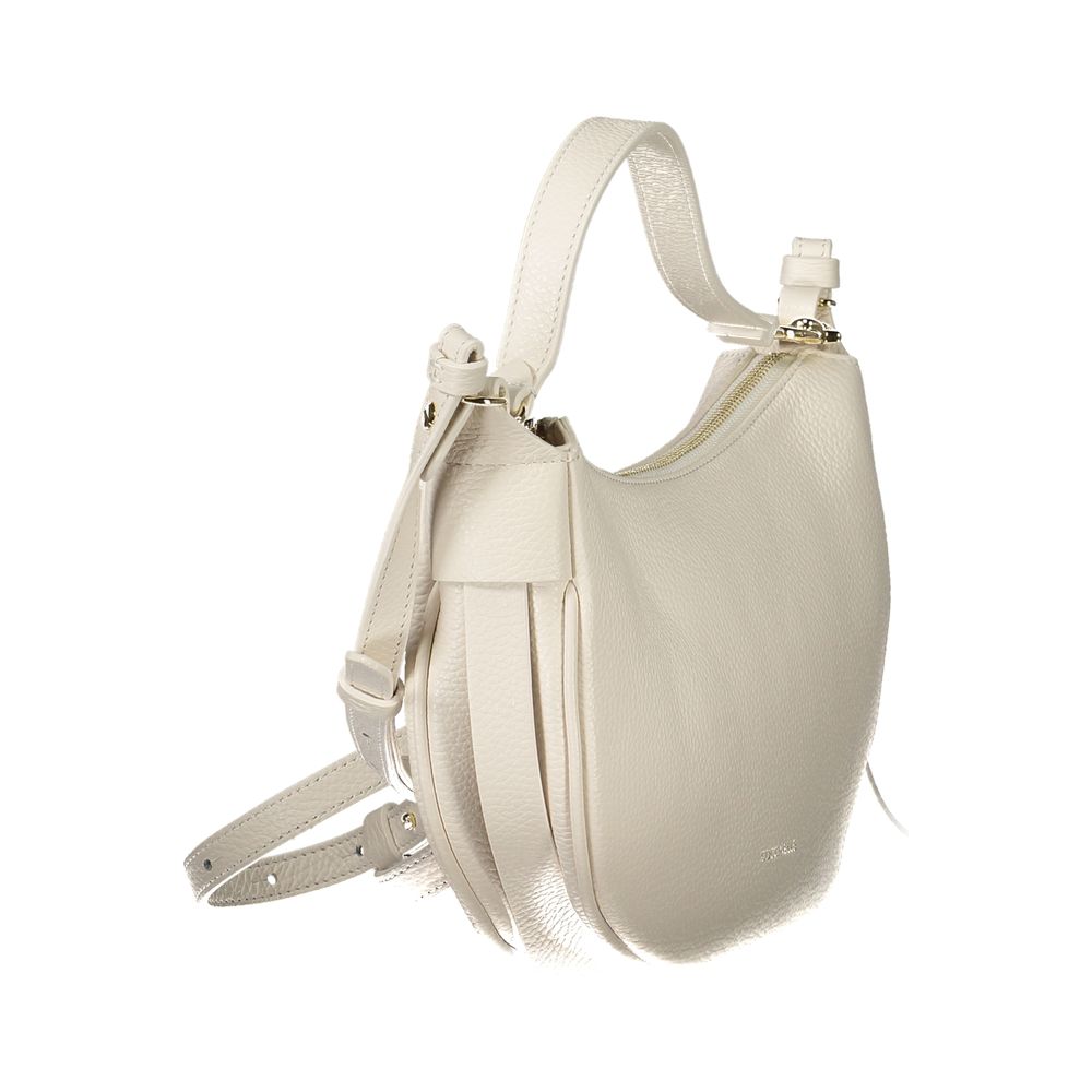 Coccinelle White Leather Handbag with adjustable strap and logo