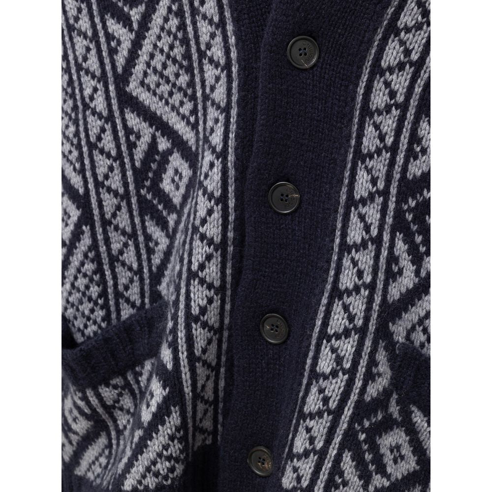 Cruciani Bicolor Cashmere Cardigan CR-875466720044726-IT58 | 3XL