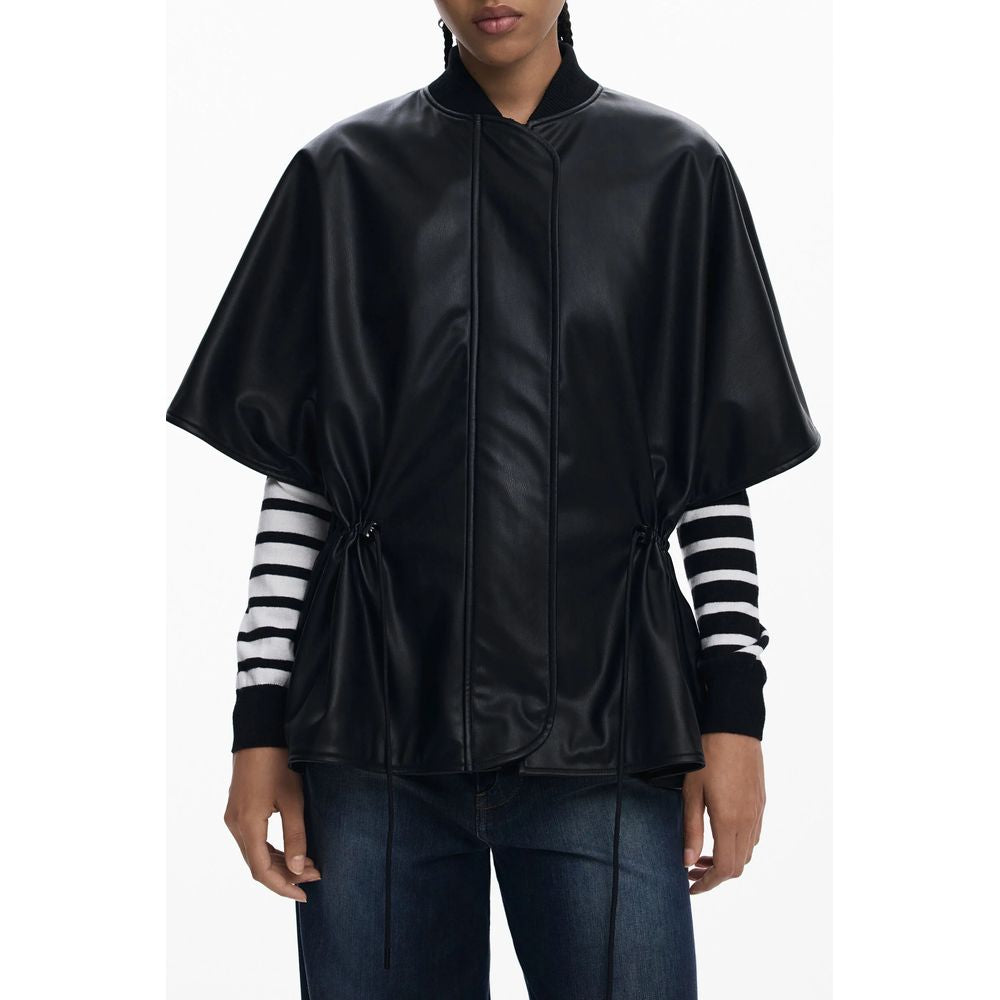 Desigual Black Polyethylene Women Poncho DE-39873-ONE SIZE