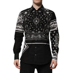 Dolce & Gabbana Black Bandana Print Logo MARTINI Dress Shirt TSH91323-43