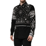 Dolce & Gabbana Black Bandana Print Logo MARTINI Dress Shirt TSH91323-43