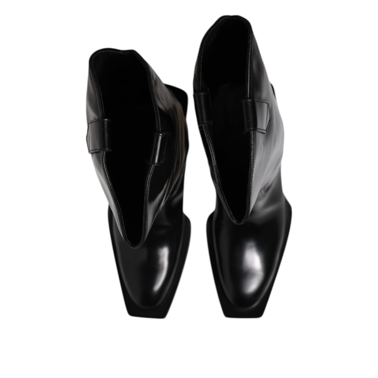 Dolce & Gabbana Black Calfskin Leather Logo High Boots Shoes MV7503-44