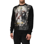 Dolce & Gabbana Black Cashmere Cherub Print Baroque Sweater TSH90304-50