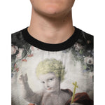 Dolce & Gabbana Black Cashmere Cherub Print Baroque Sweater TSH90304-50
