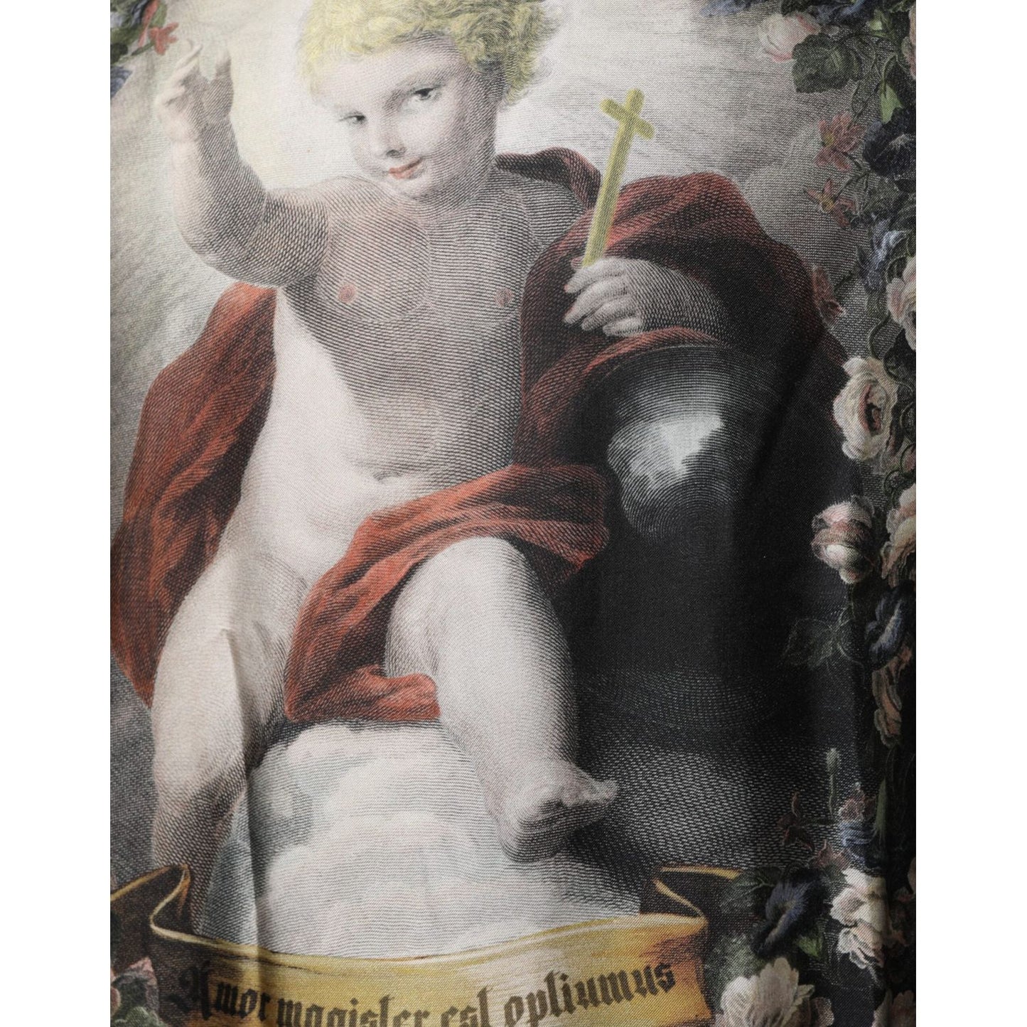Dolce & Gabbana Black Cashmere Cherub Print Baroque Sweater TSH90304-50
