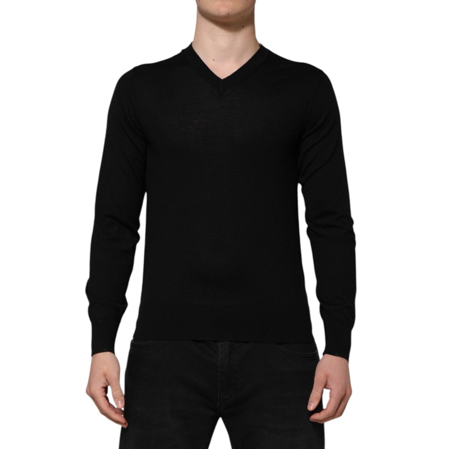 Dolce & Gabbana Black Cashmere Crewneck Men Pullover Sweater TSH90542-46