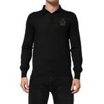 Dolce & Gabbana Black Cashmere Polo Men Longsleeves Sweater TSH90288-48