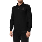 Dolce & Gabbana Black Cashmere Polo Men Longsleeves Sweater TSH90288-48