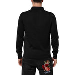 Dolce & Gabbana Black Cashmere Polo Men Longsleeves Sweater TSH90288-48