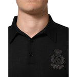 Dolce & Gabbana Black Cashmere Polo Men Longsleeves Sweater TSH90288-48
