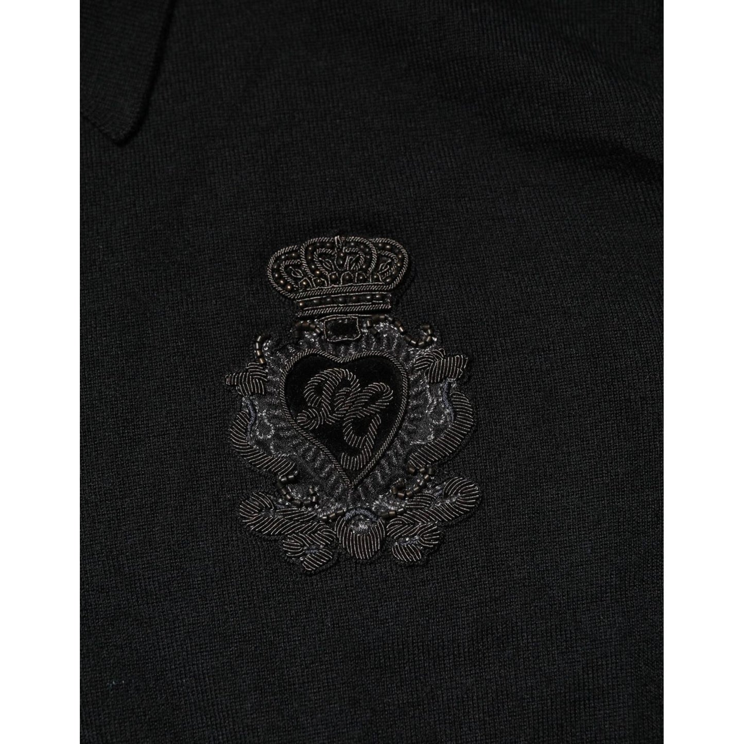 Dolce & Gabbana Black Cashmere Polo Men Longsleeves Sweater TSH90288-48