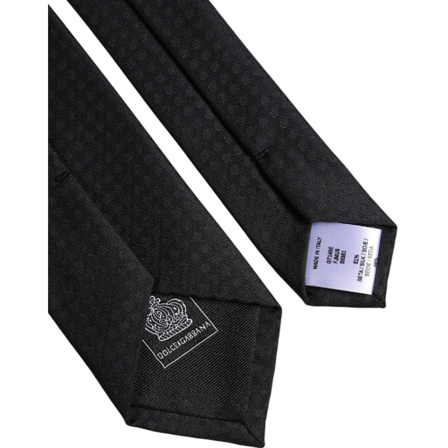 Dolce & Gabbana Black Circles Silk Adjustable Necktie Tie KRA3456